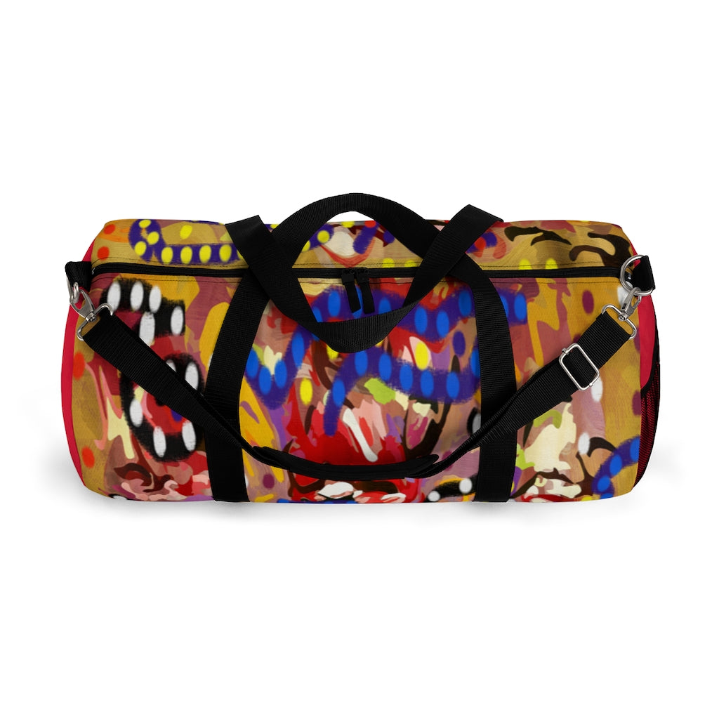 Tribal set 1 duffle gym bag  design# TRIB127,  red,  with larger standout Logo, sz small and large