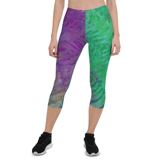 Capri Leggings tropical design palm tree, design TROP106-CAP-SL-01