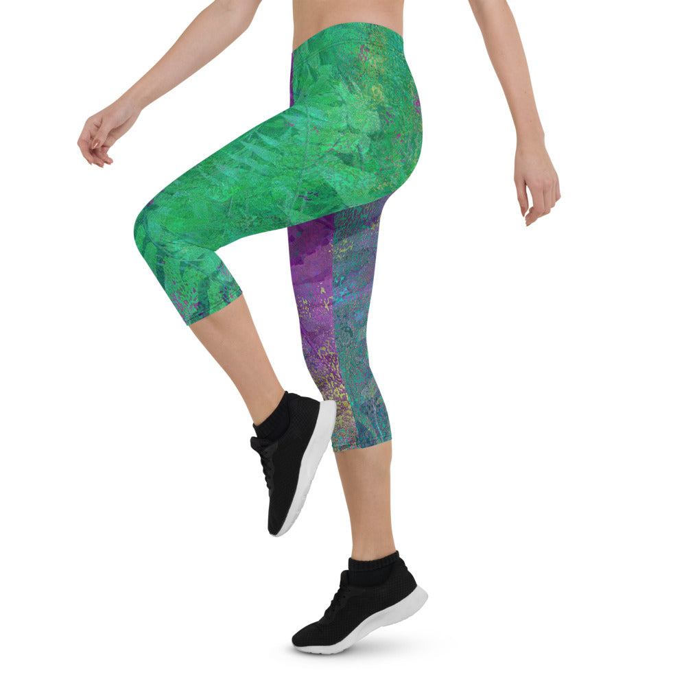 Capri Leggings tropical design palm tree design TROP106 CAP SL 01 Dafranka