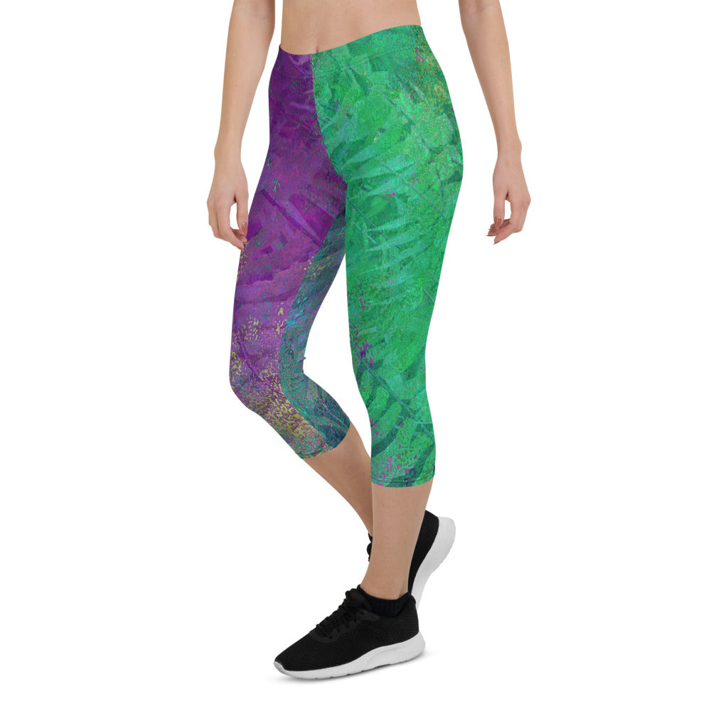 Capri Leggings tropical design palm tree, design TROP106-CAP-SL-01