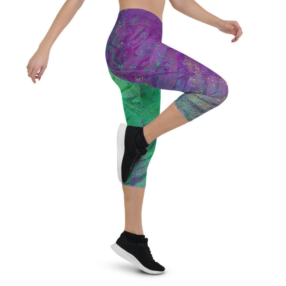 Capri Leggings tropical design palm tree, design TROP106-CAP-SL-01