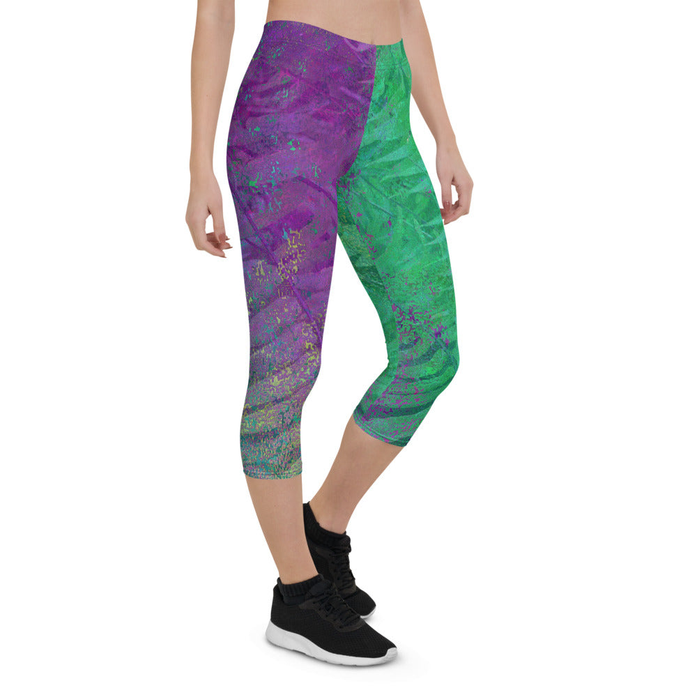 Capri Leggings tropical design palm tree, design TROP106-CAP-SL-01