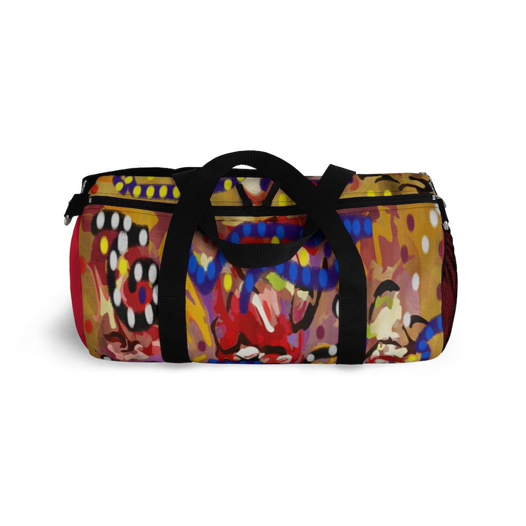 Tribal set 1 duffle gym bag  design# TRIB127,  red,  with larger standout Logo, sz small and large