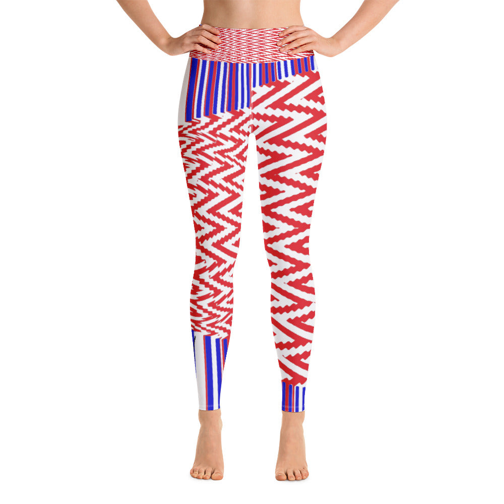 Wide Waist Leggings, bold pattern, circles, lines & or dots WITH LOGO D112B