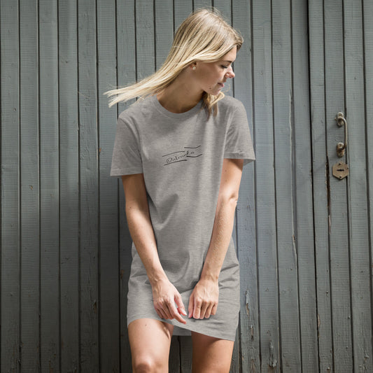 Organic cotton t-shirt dress, with our trademark logo in black.